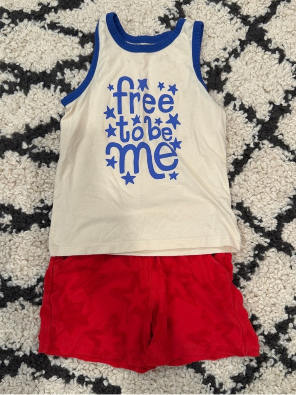 Cat & Jack Cream Tank with Blue Trim and Graphic